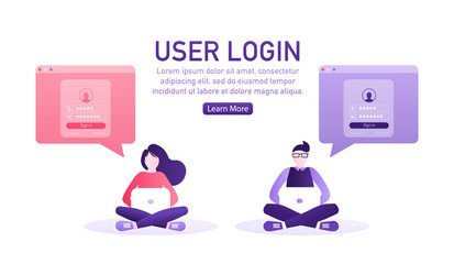 user login with character concept for any purpose vector image