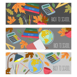 Back to school flat set horizontal banners vector