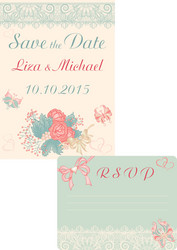 Design in retro-style cards save the date and rsvp vector