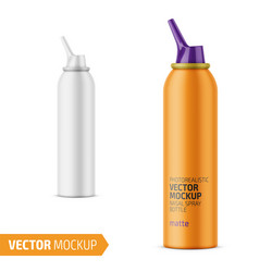 Matte aluminum nasal spray bottle with label vector