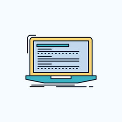 code coding computer monoblock laptop flat icon vector image