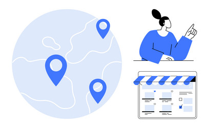 navigation and e-commerce concept with geolocation vector image