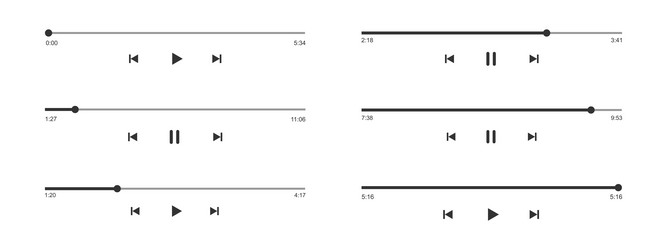 Audio Player Loading Bars & Progress Timers vector image
