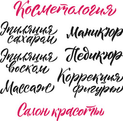 Beauty salon lettering custom russian handmade vector