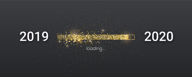 golden loading bar with transition from 2019 vector image