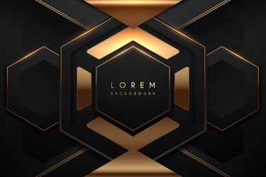 abstract black and gold hexagonal background vector image