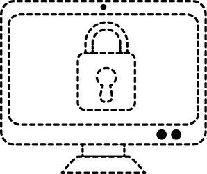 computer display with padlock vector