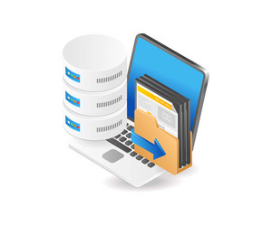 Database server computers isometric vector