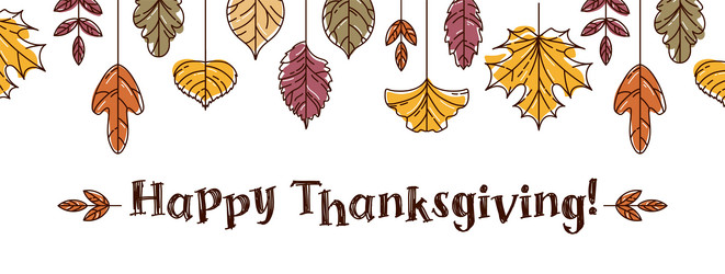 Happy thanksgiving horizontal border made Vector Image