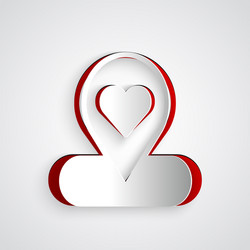 paper cut map pointer with heart icon isolated vector image