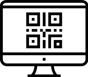 Qr code on computer screen line icon vector