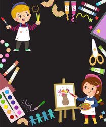 Kids art craft education creativity class Vector Image