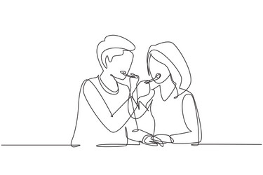Continuous line drawing of romantic couple Vector Image