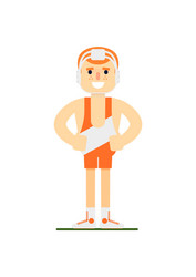 Smiling weightlifter in sports uniform vector