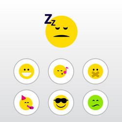 flat icon expression set of asleep descant party vector image