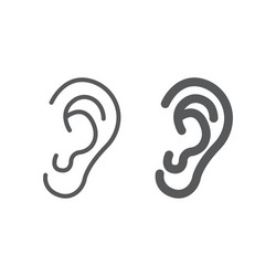 human ear line and glyph icon anatomy vector