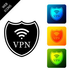 Shield with vpn and wifi wireless internet network vector