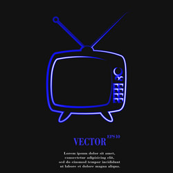 retro tv flat modern web button and space for your vector image