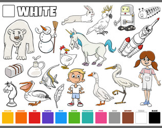 set with cartoon characters and objects in white vector image