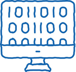 artificial intelligence binary code doodle icon vector image