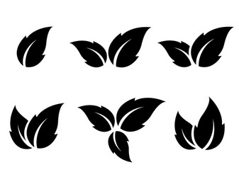 Black Leaf Icon Set Royalty Free Vector Image - VectorStock