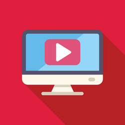 desktop computer displaying video streaming vector image