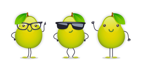 pear character with various face expressions vector image