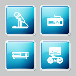 Set line microphone computer keyboard video game vector
