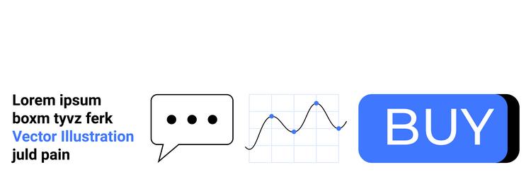 text bubble graph and blue buy button simplistic vector image