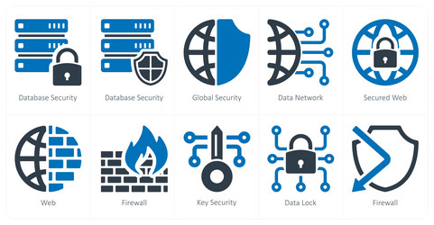 a set of 10 security icons as database vector image