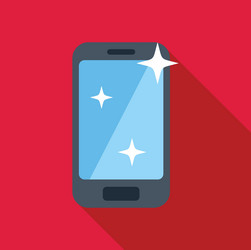 clean smartphone display shining on red background vector image