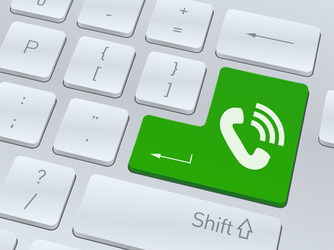 phone symbol on white computer keyboard vector image