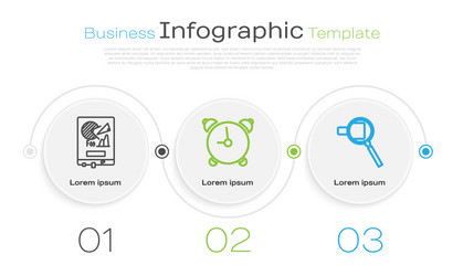 set line board with graph chart alarm clock vector image