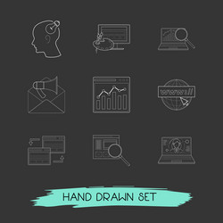 set web design icons line style symbols vector image