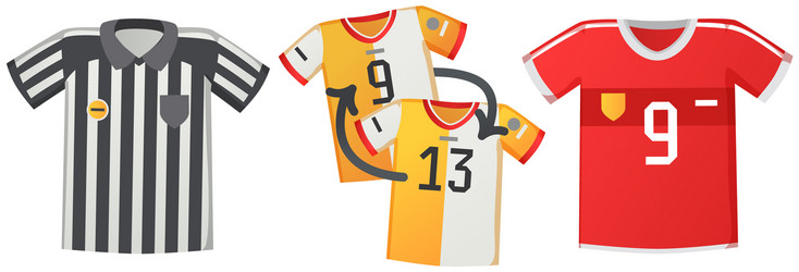 sport uniform jerseys colorful soccer shirts flat Vector Image