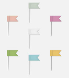 pastel colored flag shaped map pins mock-up set vector