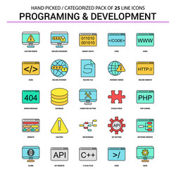 programming and development flat line icon set vector image