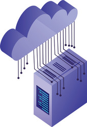 server data center with cloud computing vector