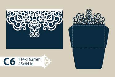 template envelope with carved openwork pattern vector image