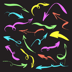 isolated grunge hand drawn neon arrows set Vector Image