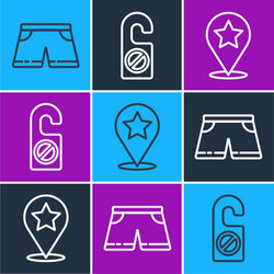 set line swimming trunks map pointer with star vector image