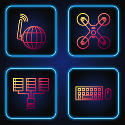 Set line keyboard and mouse server data web vector