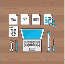 System programming technology with website code vector