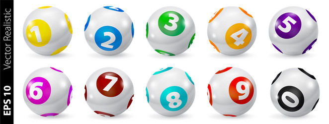 set of lottery colored number balls 0-9 vector