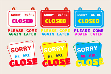 Collection sorry we are closed sign icon shop vector