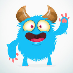 happy and furry cartoon monster for children book Vector Image