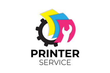 Printer service logo design vector