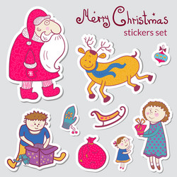 set of christmas stickers Vector Image