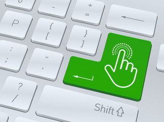 hand click symbol on white computer keyboard vector image