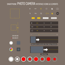 Smartphone camera screen icons Royalty Free Vector Image